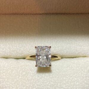 2.01 Carat Elongated Radiant Cut Lab Diamond - Two Tone Setting with Hidden Halo